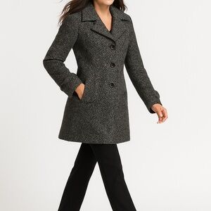 CAbi | Salt and Pepper Tweed Coat Wool Blend with Pockets | Style 530 | Large